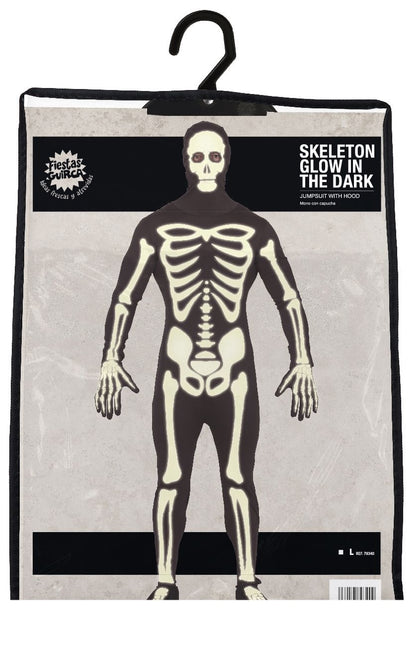 Costume di Halloween da scheletro uomo nero L