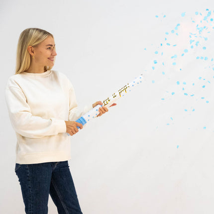 Cannone di coriandoli azzurro 60 cm