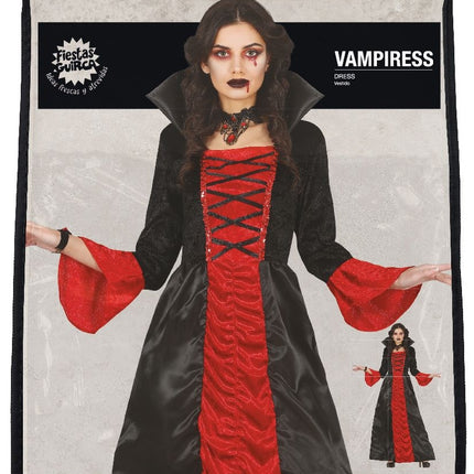 Costume da Vampiro Halloween Donna Rosso Nero