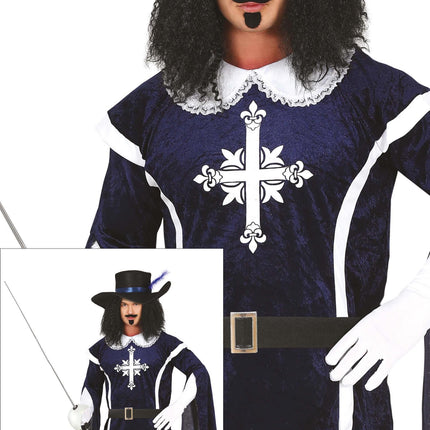 Costume da moschettiere uomo blu