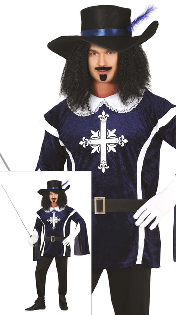 Costume da moschettiere uomo blu