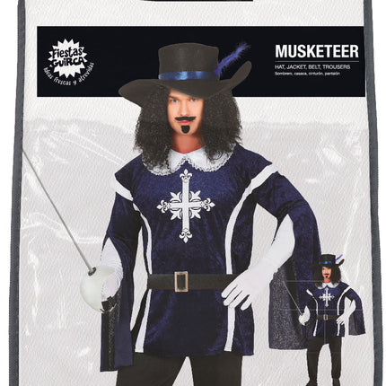 Costume da moschettiere uomo blu