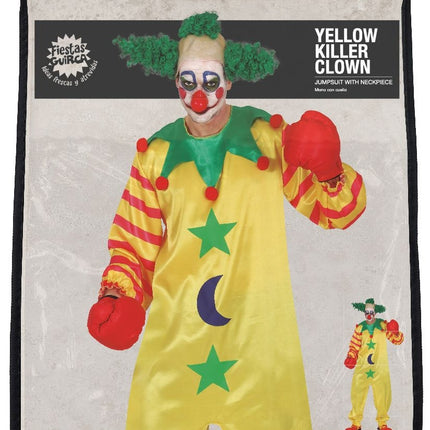 Costume Clown Halloween Uomo Giallo L