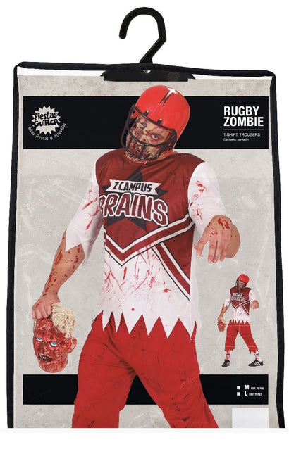 Costume di Halloween da zombie rugbista uomo