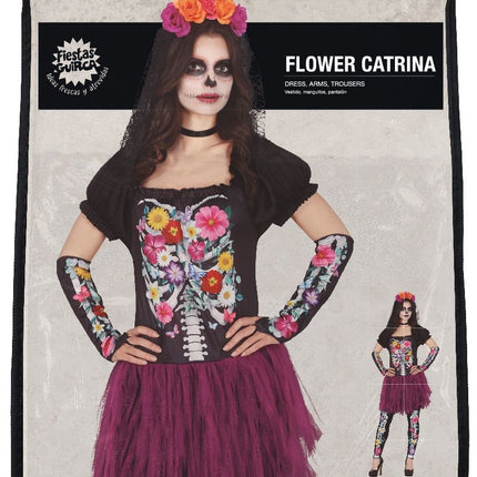 Scheletro Costume Halloween Donna tutù fiori