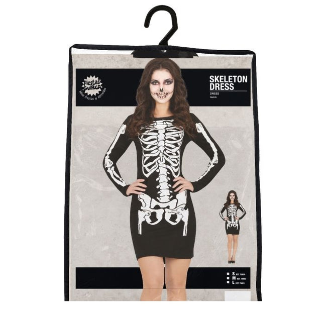 Vestito da scheletro di Halloween da donna nero rosso