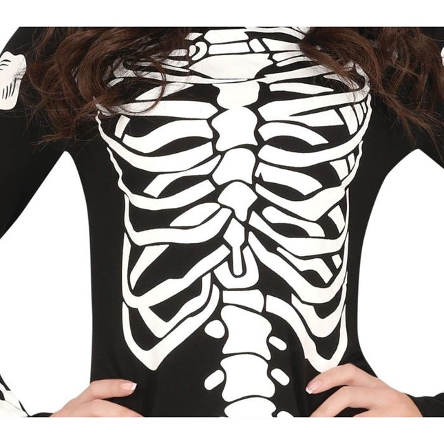 Vestito da scheletro di Halloween da donna nero rosso