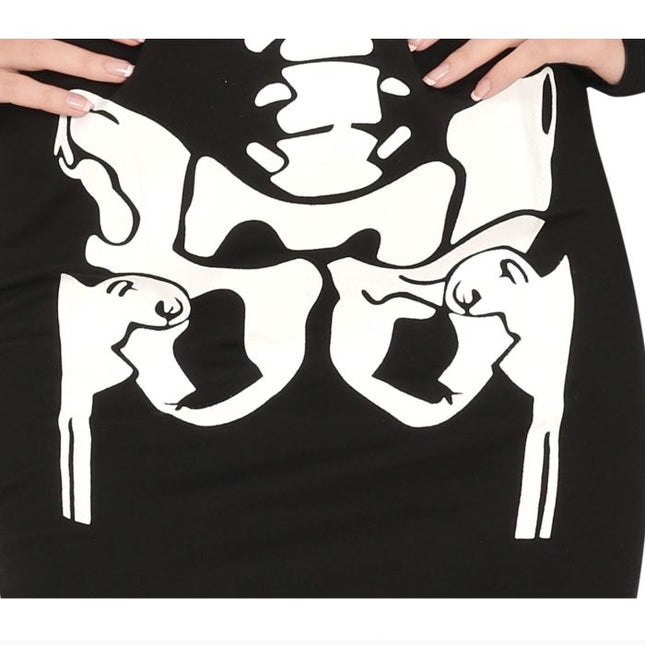 Vestito da scheletro di Halloween da donna nero rosso