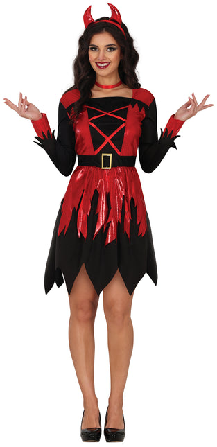 Vestito di Halloween Nero Rosso Donna Diavolo
