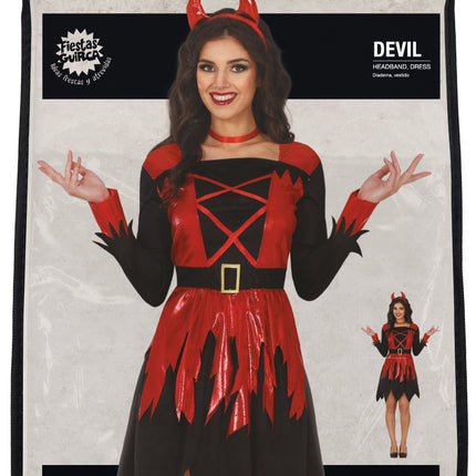 Vestito di Halloween Nero Rosso Donna Diavolo