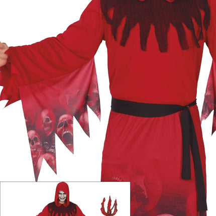 Costume di Halloween da mietitore rosso per uomo