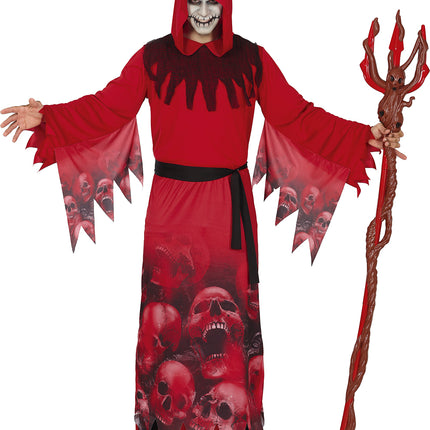 Costume di Halloween da mietitore rosso per uomo