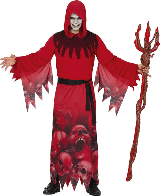 Costume di Halloween da mietitore rosso per uomo