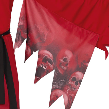 Costume di Halloween da mietitore rosso per uomo