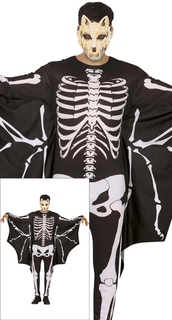 Costume di Halloween da uomo con scheletro di pipistrello