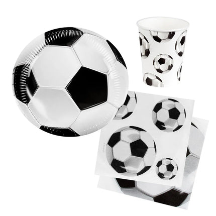 Set da tavola a tema calcio (6 piattini, 6 bicchierini, 12 tovaglioli)