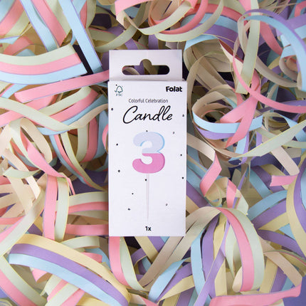 Candela 3 anni Blu Rosa 9 cm