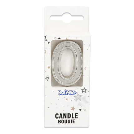 Candela Elegant '0' argento su stecchino (3 x 4,2 x 0,7 cm)