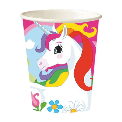 8 Bekers Unicorn Papier 250 ml van Riethmueller koop je bij Partywinkel