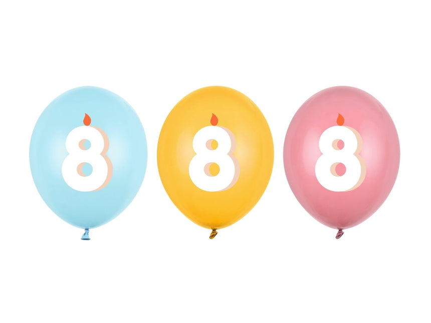 8 Jaar Ballonnen 30cm 50st van Partydeco koop je bij Partywinkel