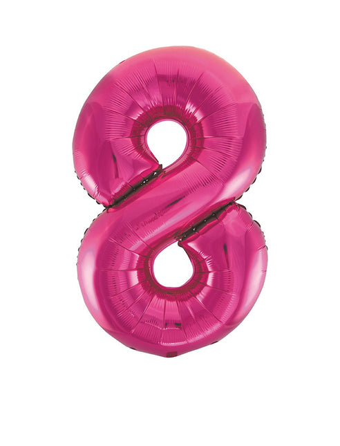 8 Jaar Cijfer Ballon Fuchsia Leeg 86cm van Unique koop je bij Partywinkel