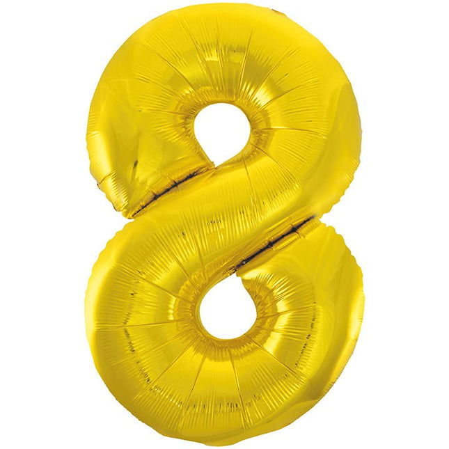 8 Jaar Cijfer Ballon Goud Leeg 86cm van Unique koop je bij Partywinkel