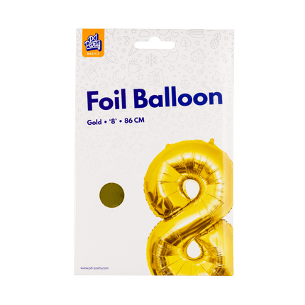 8 Jaar Cijfer Ballon Goud Leeg 86cm - Partywinkel - 8716764236976