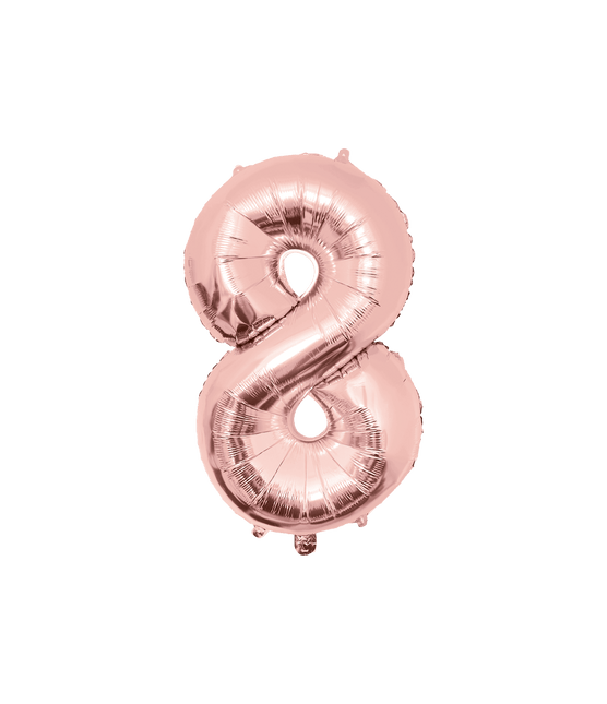 8 Jaar Cijfer Ballon Rose Goud Leeg 86cm - Partywinkel - 8716764237669