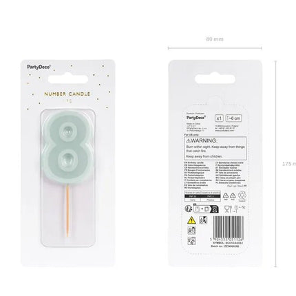 8 Jaar Kaars Lichtgroen 10cm van Partydeco koop je bij Partywinkel