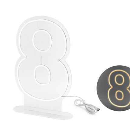 8 Jaar Licht Cijfer Wit 50cm van Partydeco koop je bij Partywinkel