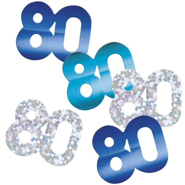80 Jaar Confetti Zak Blauw 14gr van Unique koop je bij Partywinkel