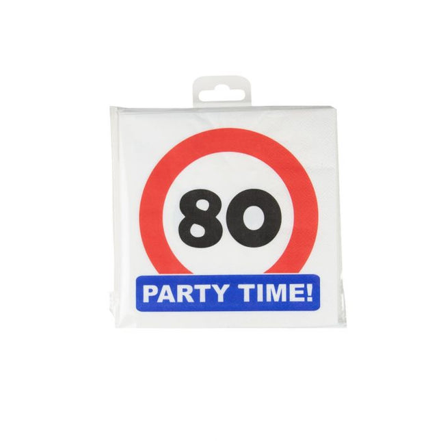 80 Jaar Servetten Verkeersbord 16,5cm 16st van Paper Dreams koop je bij Partywinkel