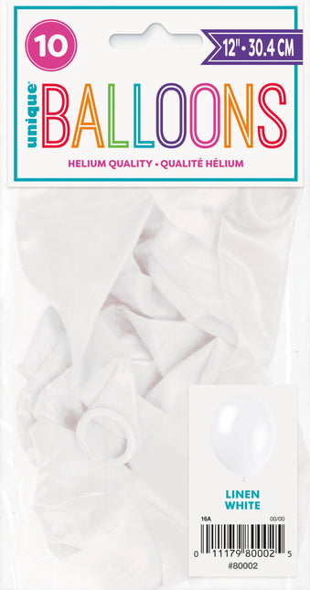 12" Palloncini in lattice Premium, 10ct - Bianco lino