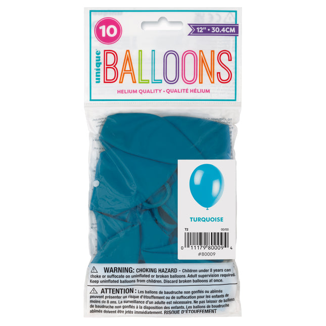 12" Palloncini in lattice Premium, 10ct - Turchese