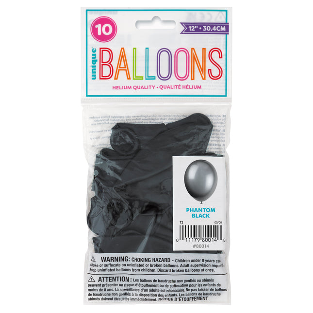 12" Palloncini in lattice premium, 10ct - Nero Fantasma