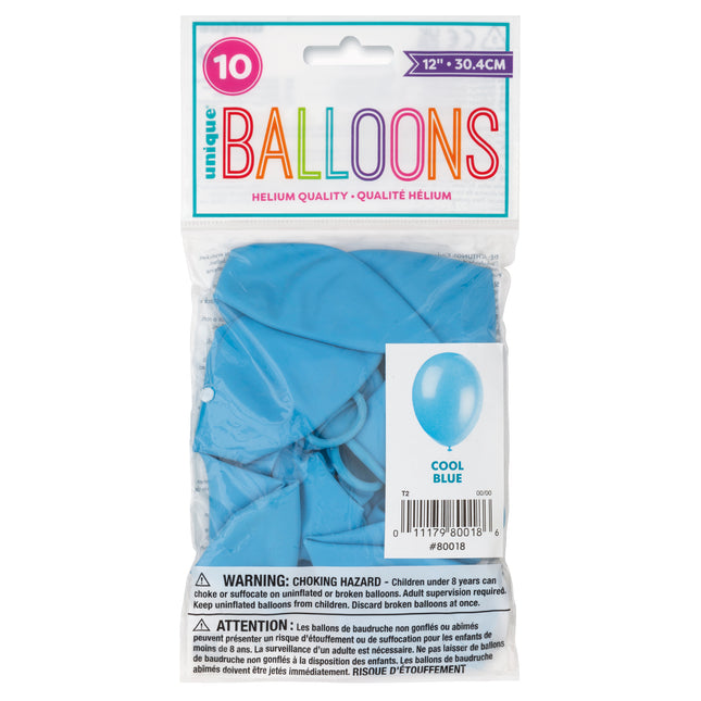 12" Palloncini in lattice premium, 10ct - Blu freddo