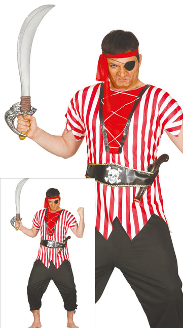 Costume da pirata rosso bianco uomo