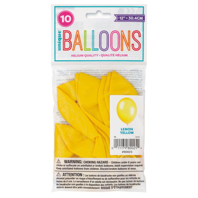 12" Palloncini in lattice Premium, 10ct - Giallo limone