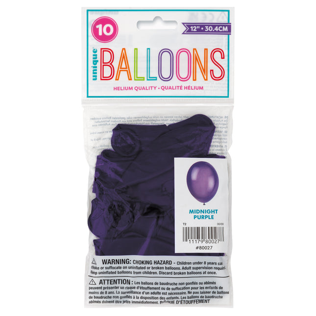 12" Palloncini in lattice Premium, 10ct - Midnight Purple