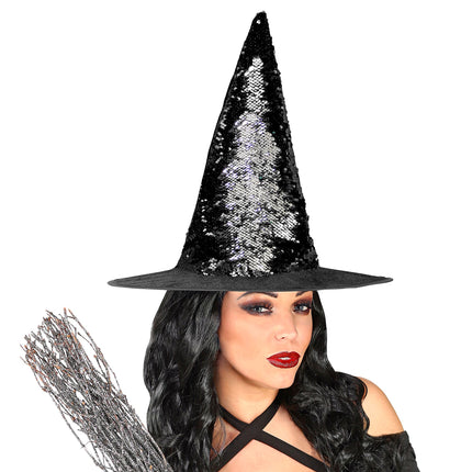 Cappello da strega nero argento