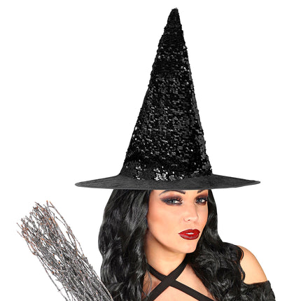 Cappello da strega nero argento