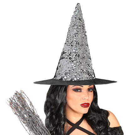 Cappello da strega nero argento