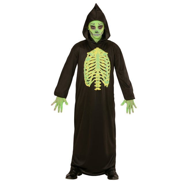 Costume di Halloween Nero Verde Bambino Mietitore Magro