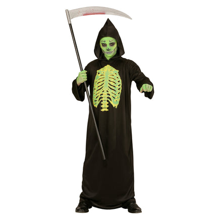Costume di Halloween Nero Verde Bambino Mietitore Magro