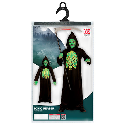 Costume di Halloween Nero Verde Bambino Mietitore Magro