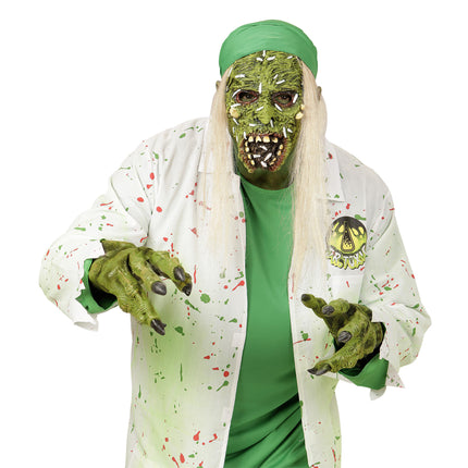 Maschera di Halloween Zombie verde con capelli