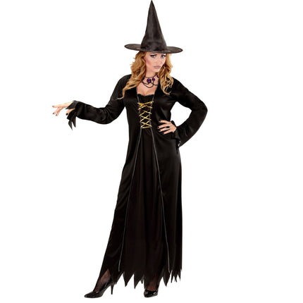 Abito Halloween Nero Donna Strega 2 pezzi