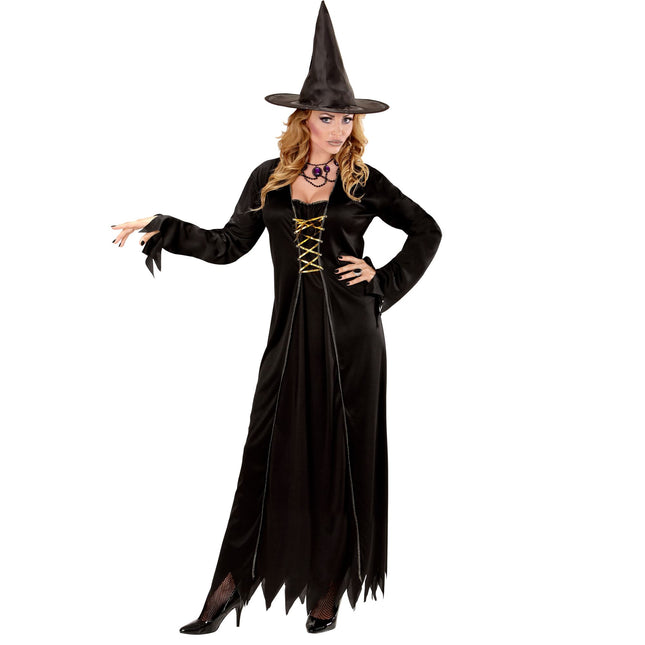 Abito Halloween Nero Donna Strega 2 pezzi