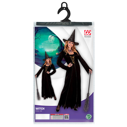 Abito Halloween Nero Donna Strega 2 pezzi