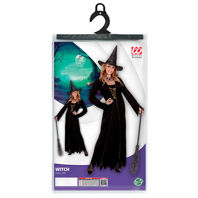 Abito Halloween Nero Donna Strega 2 pezzi